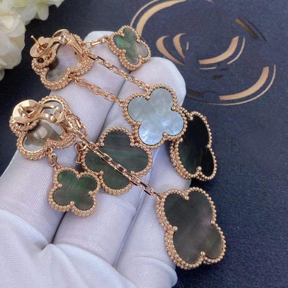 [Star Jewelry]CLOVER EARRINGS DARK MOP 4 MOTIFS ROSE GOLD