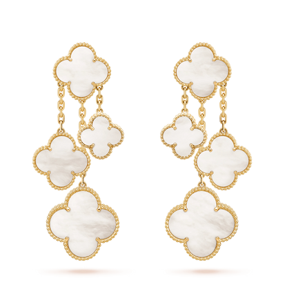 [Star Jewelry]CLOVER EARRINGS WHITE MOP 4 MOTIFS GOLD