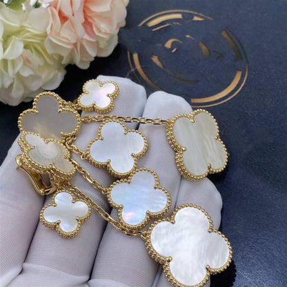 [Star Jewelry]CLOVER EARRINGS WHITE MOP 4 MOTIFS GOLD