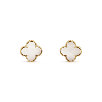 [Star Jewelry]CLOVER MEDIUM 1 MOTIFS  WHITE MOP STUD EARRINGS