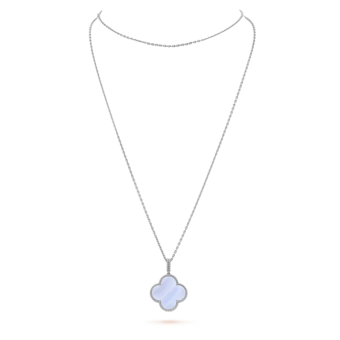 [Star Jewelry]CLOVER SILVER CHALCEDONY BIG CLOVER NECKLACE