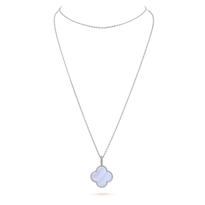 [Star Jewelry]CLOVER SILVER CHALCEDONY BIG CLOVER NECKLACE