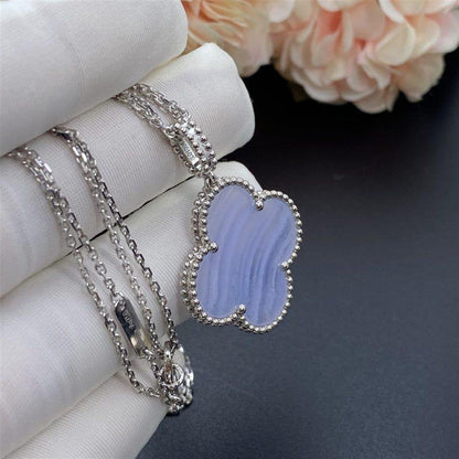 [Star Jewelry]CLOVER SILVER CHALCEDONY BIG CLOVER NECKLACE