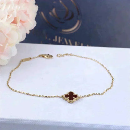 [Star Jewelry]CLOVER  CARNELIAN SINGLE FLOWER BRACELET