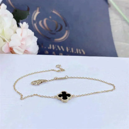 [Star Jewelry]CLOVER ONYX SINGLE FLOWER BRACELET
