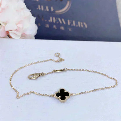 [Star Jewelry]CLOVER ONYX SINGLE FLOWER BRACELET