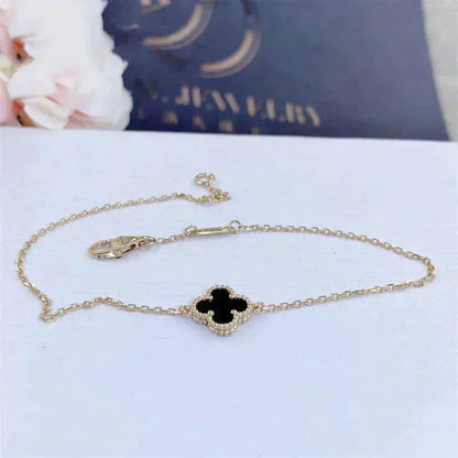[Star Jewelry]CLOVER ONYX SINGLE FLOWER BRACELET