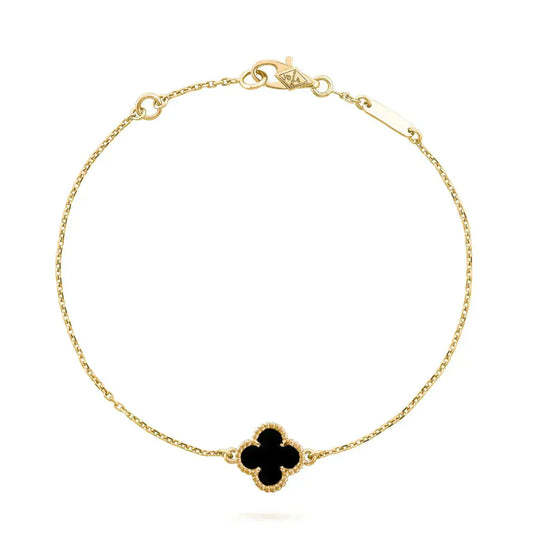 [Star Jewelry]CLOVER ONYX SINGLE FLOWER BRACELET