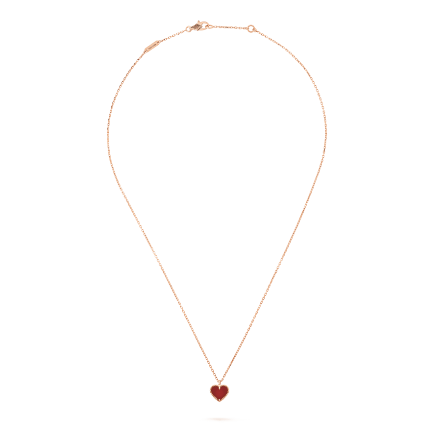 [Star Jewelry]SWEET CLOVER CARNELIAN HEART NECKLACE