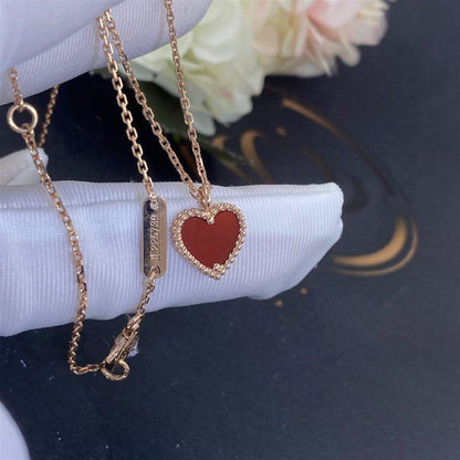 [Star Jewelry]SWEET CLOVER CARNELIAN HEART NECKLACE