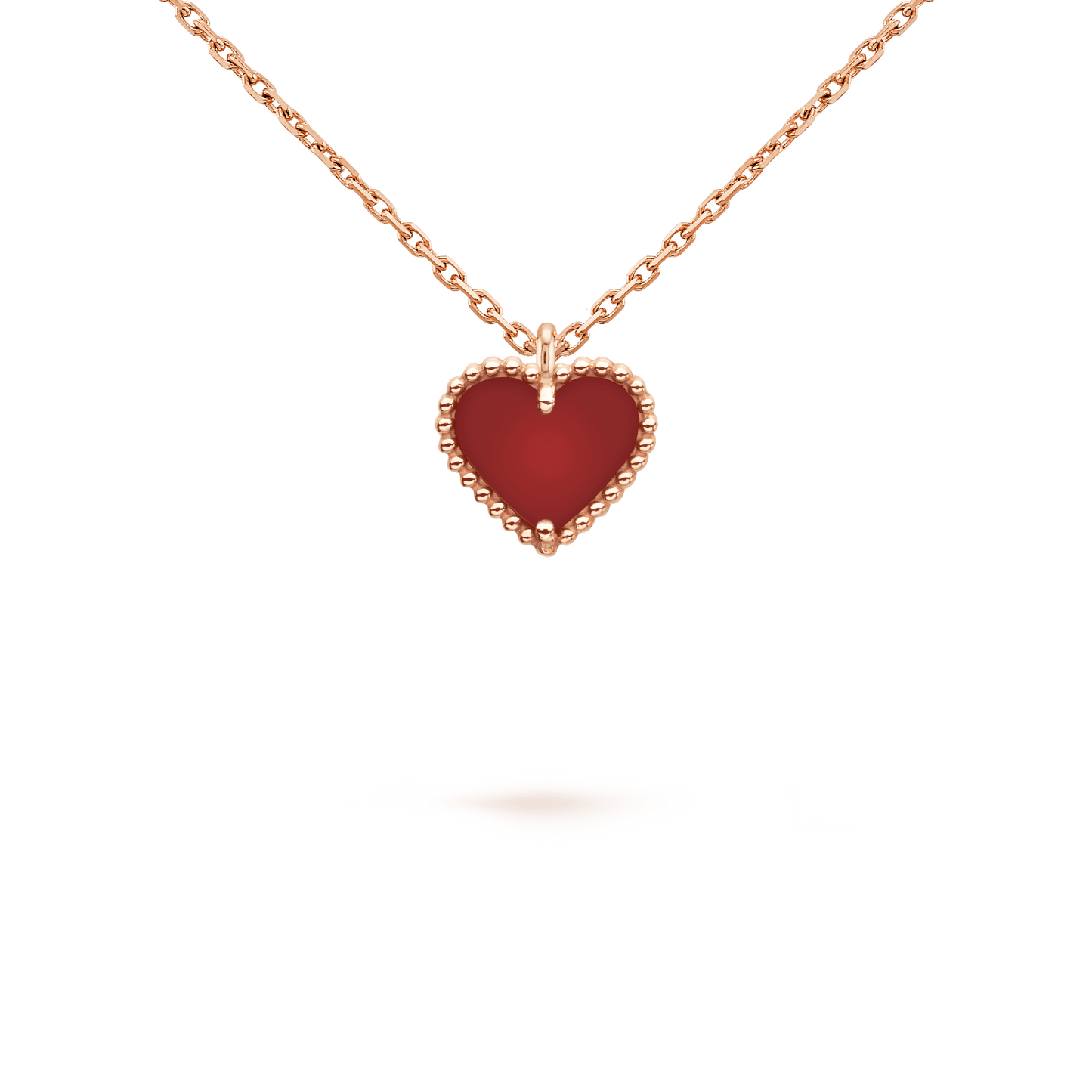 [Star Jewelry]SWEET CLOVER CARNELIAN HEART NECKLACE
