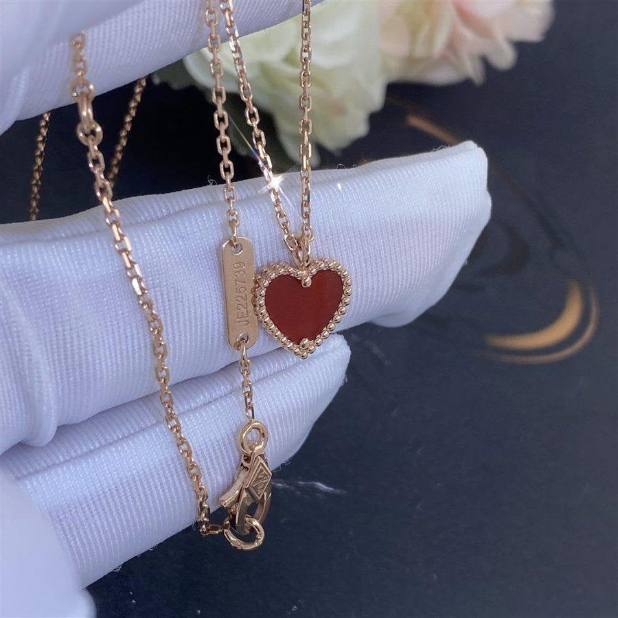 [Star Jewelry]SWEET CLOVER CARNELIAN HEART NECKLACE
