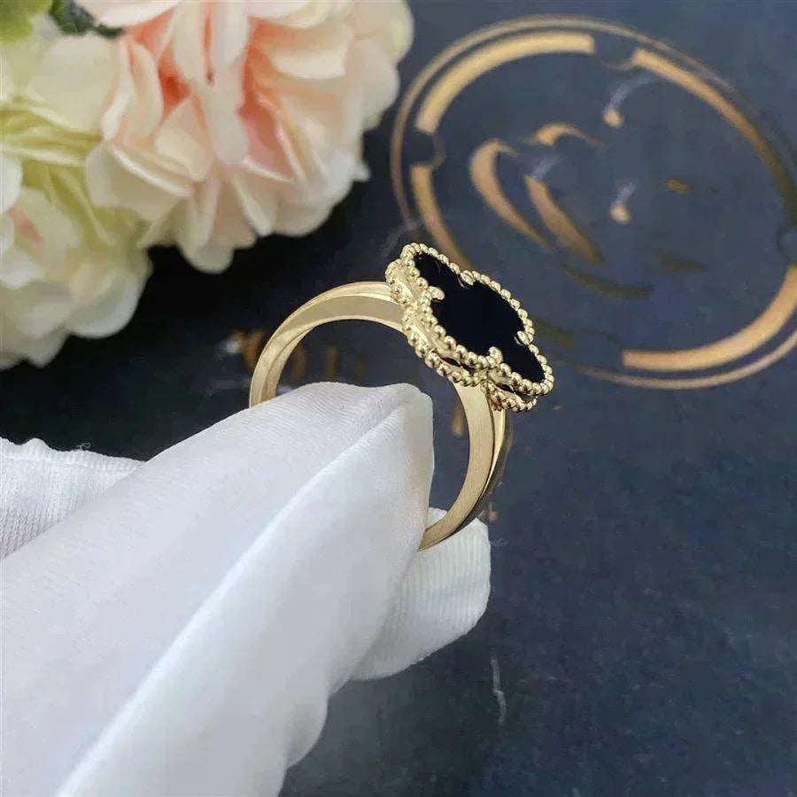 [Star Jewelry]CLOVER ONYX RING