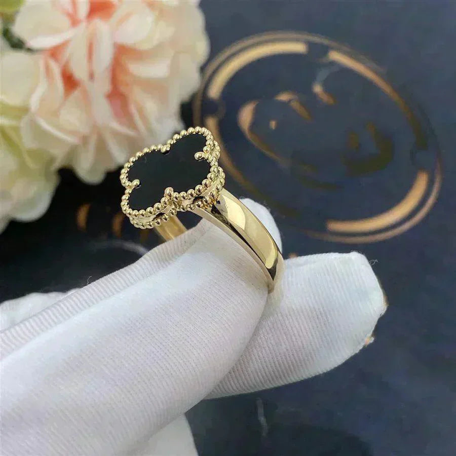 [Star Jewelry]CLOVER ONYX RING