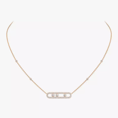 [Stars Jewelry] Move Pave_ Rose Gold Diamond Necklace