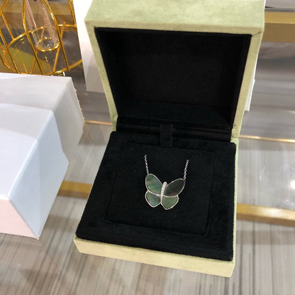 [Star Jewelry]LARGE BUTTERFLY SILVER PENDANT DIAMOND NECKLACE