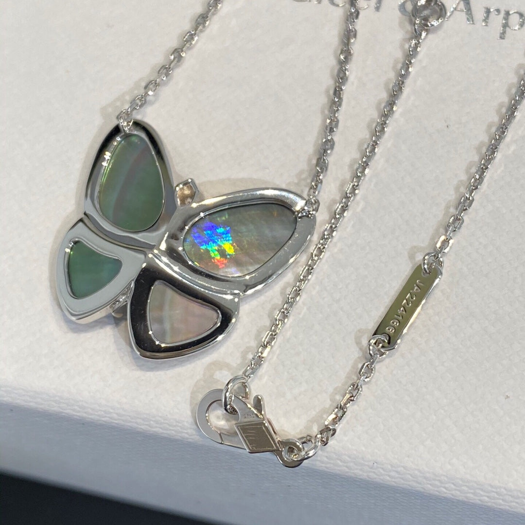 [Star Jewelry]LARGE BUTTERFLY SILVER PENDANT DIAMOND NECKLACE