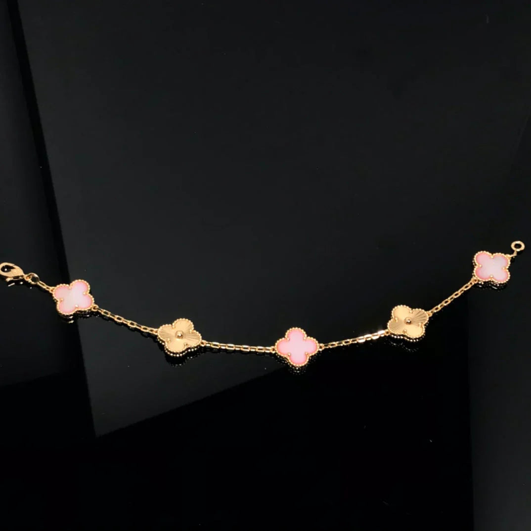 [Star Jewelry] CLOVER 5 MOTIFS  PINK MOP BRACELET COLLECTION