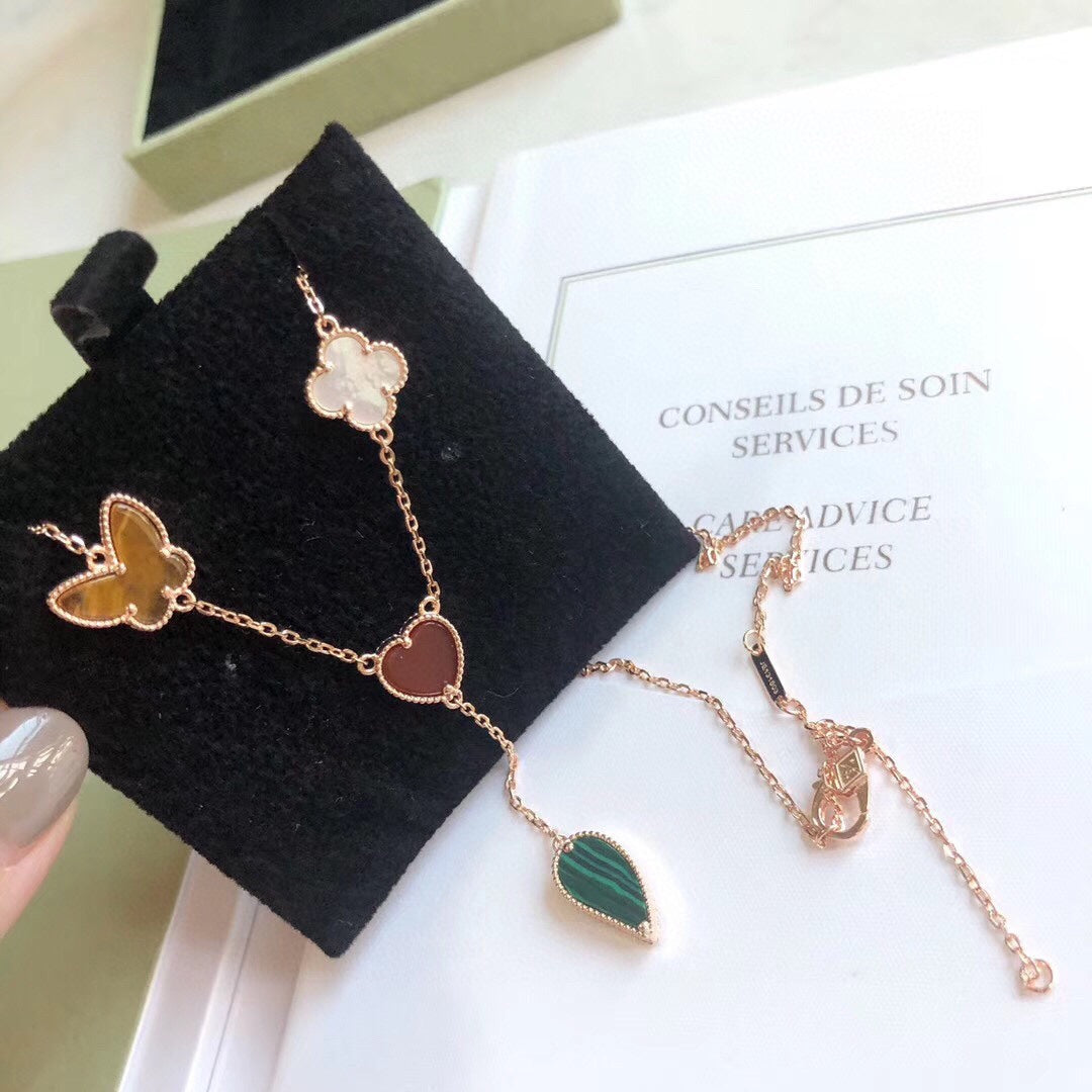 [Star Jewelry]LUCKY SPRING 4 MOTIFS ROSE GOLD NECKLACE