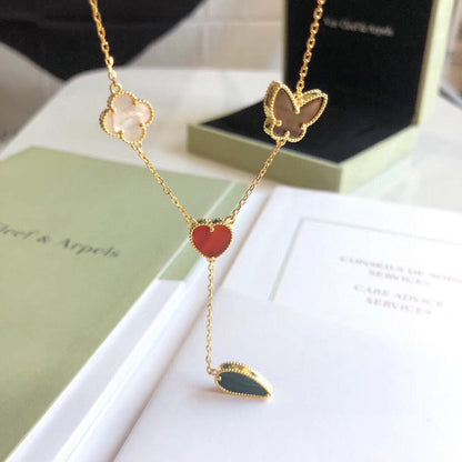 [Star Jewelry]LUCKY SPRING 4 MOTIFS ROSE GOLD NECKLACE