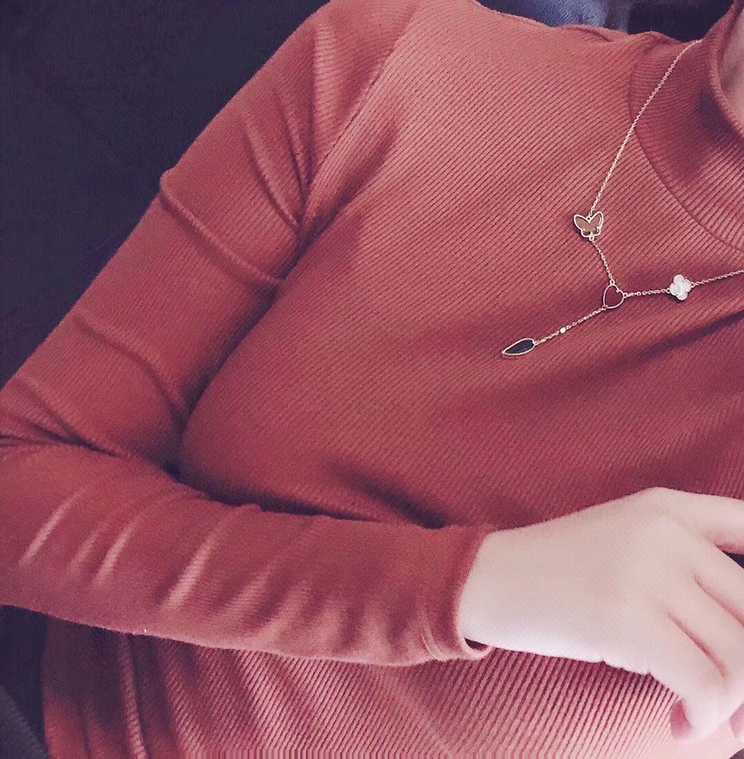 [Star Jewelry]LUCKY SPRING 4 MOTIFS ROSE GOLD NECKLACE