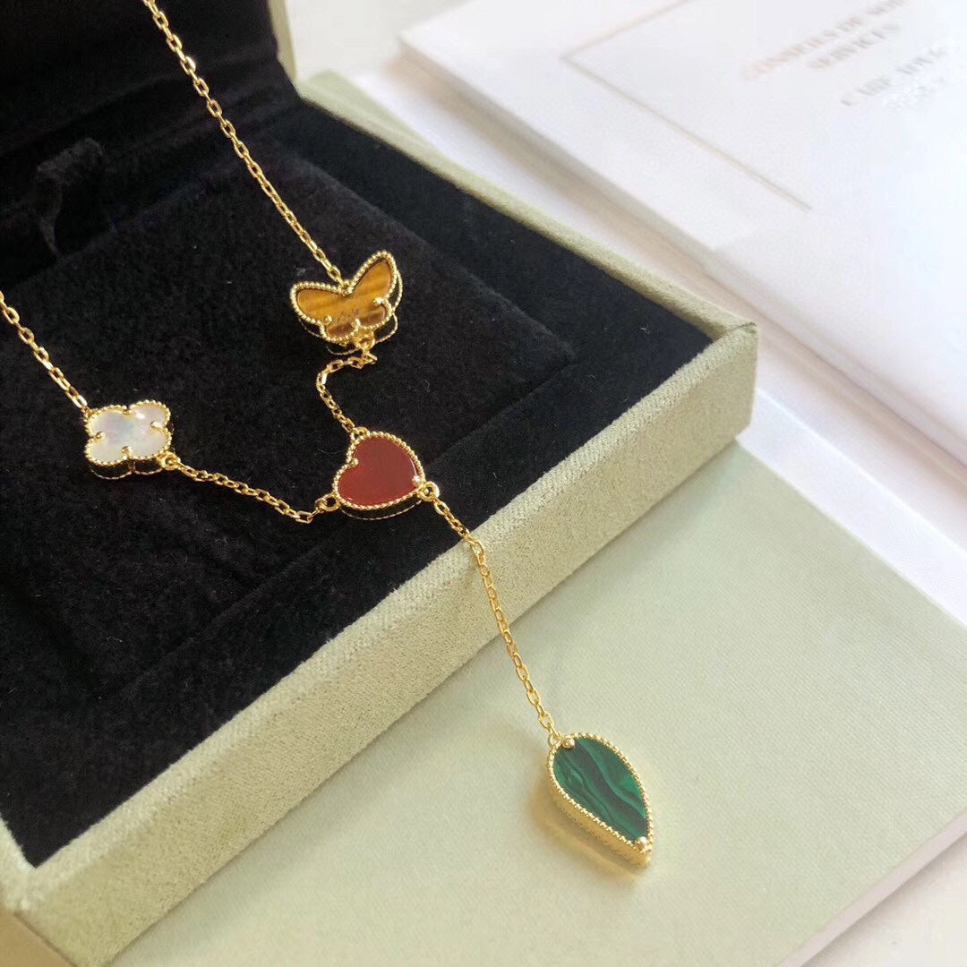 [Star Jewelry]LUCKY SPRING 4 MOTIFS ROSE GOLD NECKLACE
