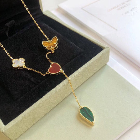 [Star Jewelry]LUCKY SPRING 4 MOTIFS ROSE GOLD NECKLACE