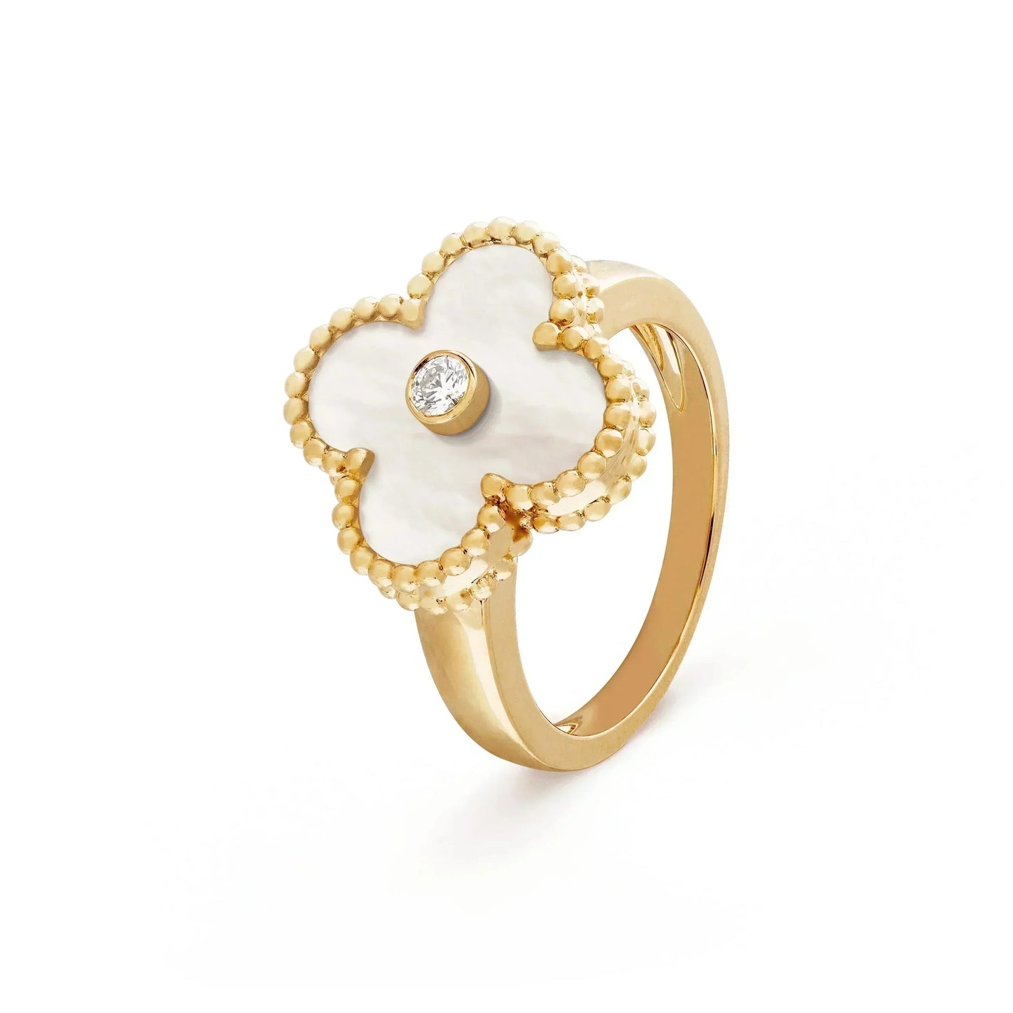 [Star Jewelry]CLOVER PINK MOP RING GOLD DIAMOND