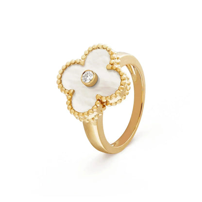 [Star Jewelry]CLOVER PINK MOP RING GOLD DIAMOND