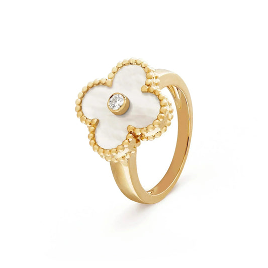 [Star Jewelry]CLOVER PINK MOP RING GOLD DIAMOND