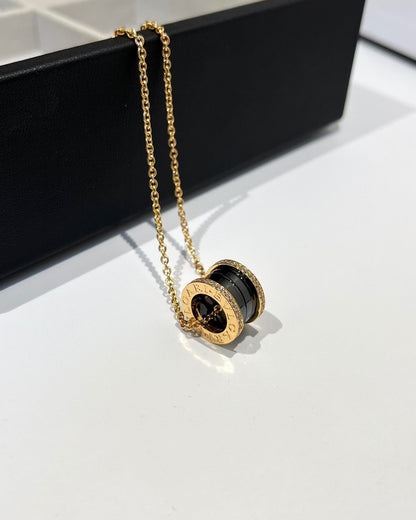[Star Jewelry]ZERO 1 BLACK CERAMIC DIAMOND PINK GOLD NECKLACE