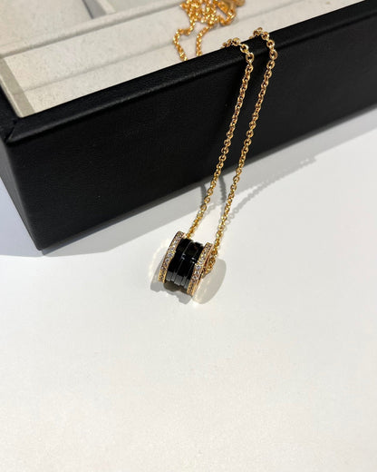 [Star Jewelry]ZERO 1 BLACK CERAMIC DIAMOND PINK GOLD NECKLACE