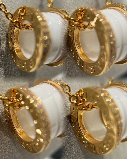 [Star Jewelry]ZERO 1 WHITE CERAMIC DIAMOND PINK GOLD NECKLACE